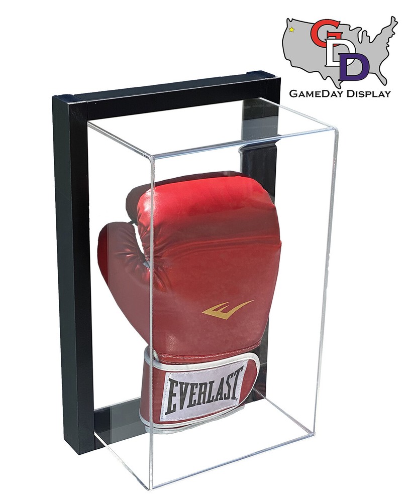 Framed Acrylic Vertical Boxing Glove Display Case UV Protecting Secure Mount