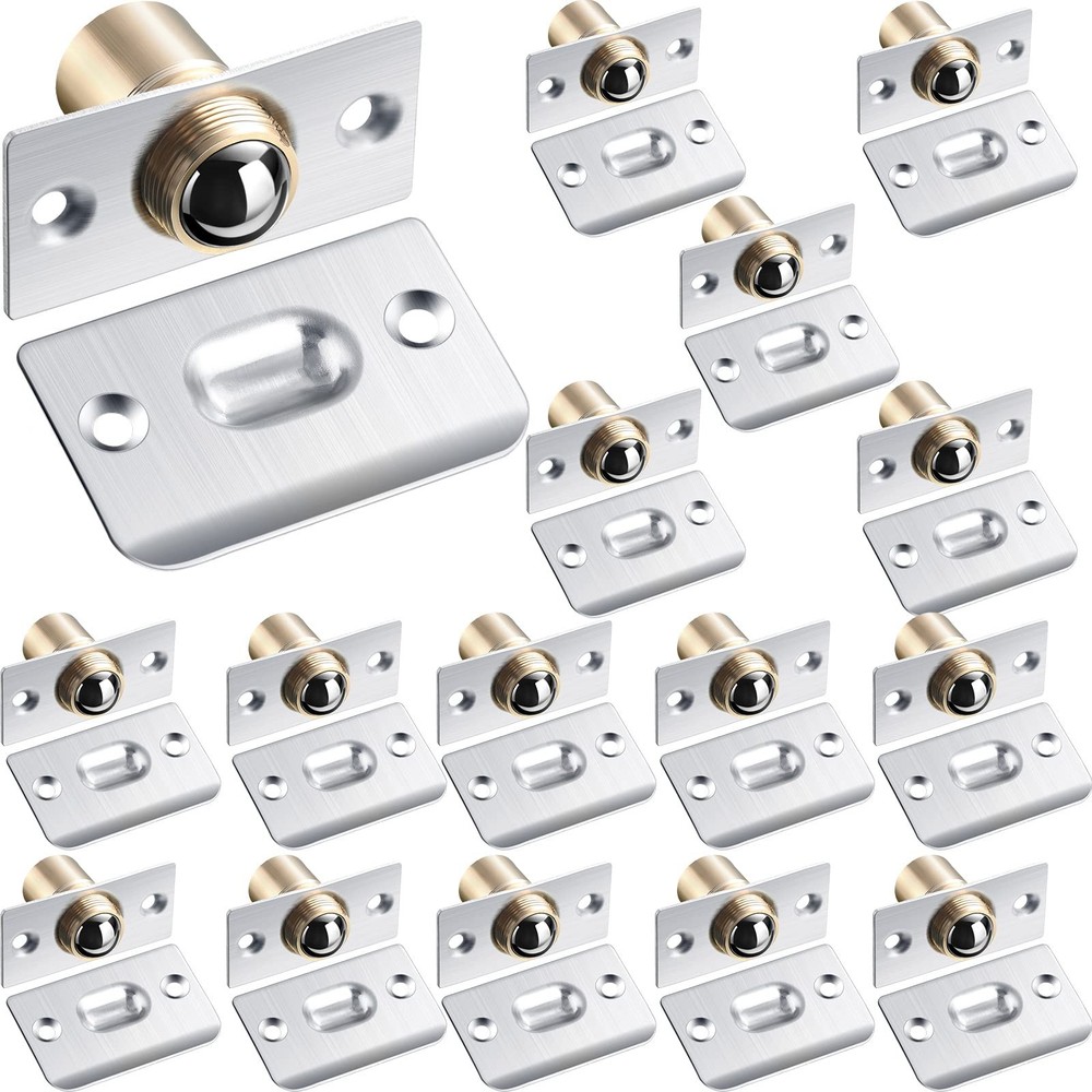 16 Pack Closet Door Ball Catch Hardware Adjustable with Silver