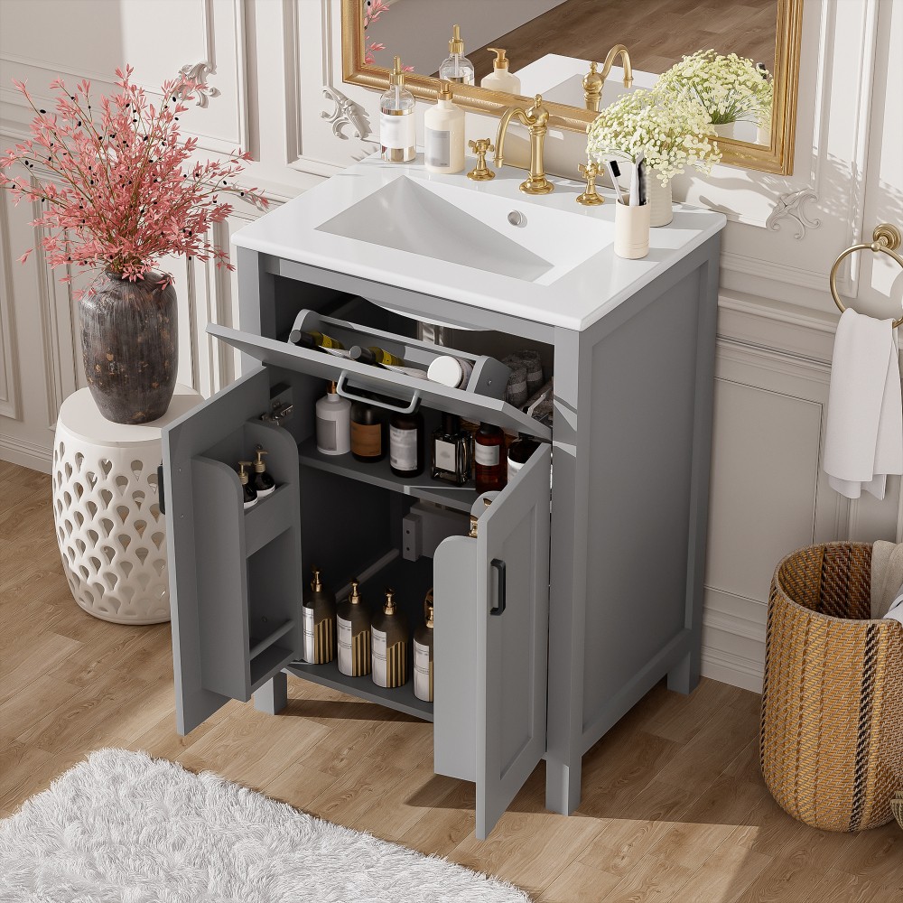 Bathroom Vanity Combo W Ceramic Sink Luxurious Space-Saving Vanity