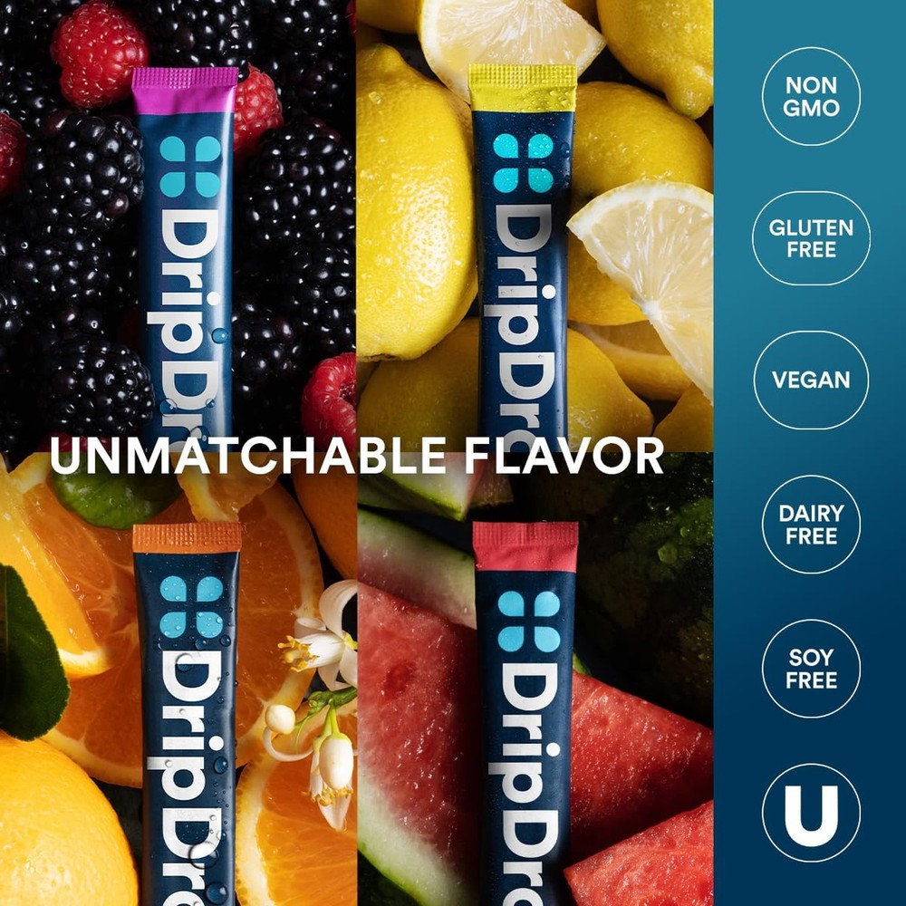 DripDrop Hydration Packets - Bold Variety Pack - Single Serve Electrolytes Po...