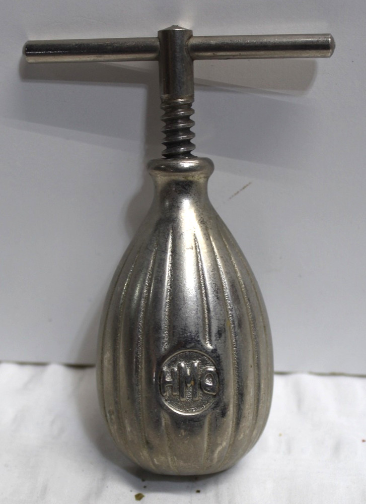 MCM Heavy Cast Metal Screw Type T Handle Nutcracker Hand Held Twist Turn