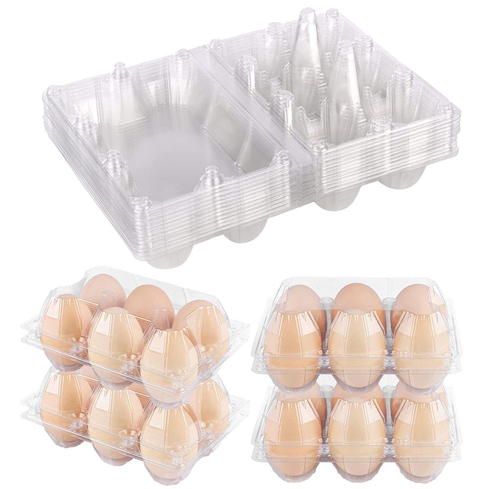 Plastic Clear Egg Carton for 6 Eggs,12Pack Holds 6 eggs-12Pack,