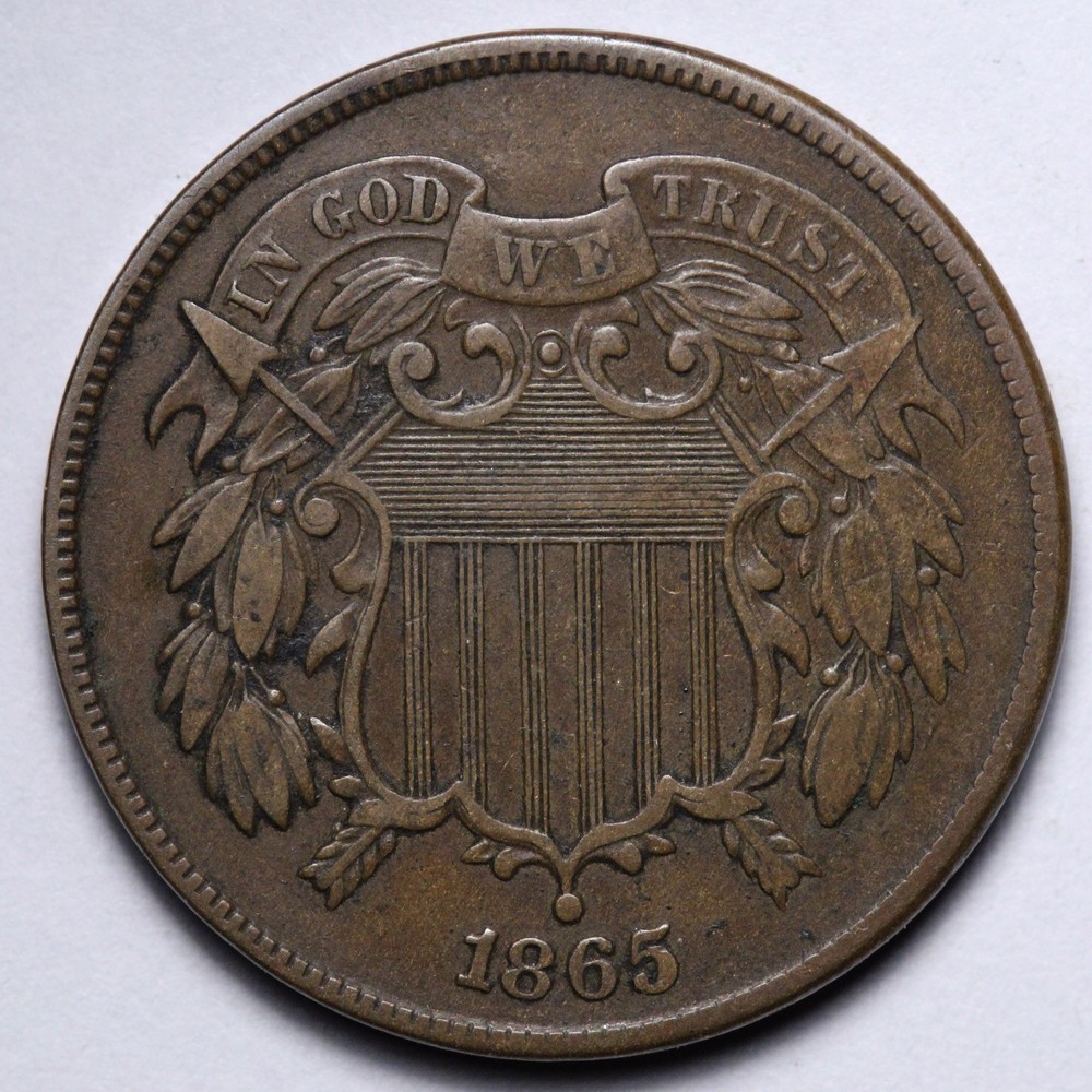 1865 Two Cent Piece XF+ E242 OANM