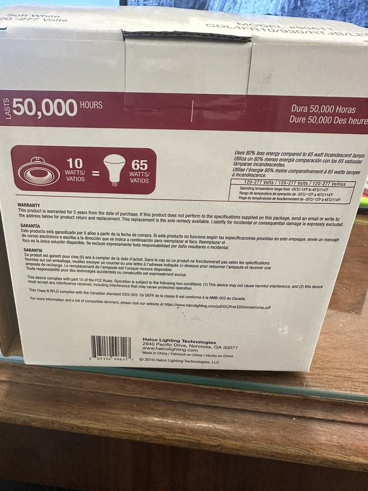 Halco 65-Watt Equivalent 10-Watt 4 In. Dimmable White Integrated LED