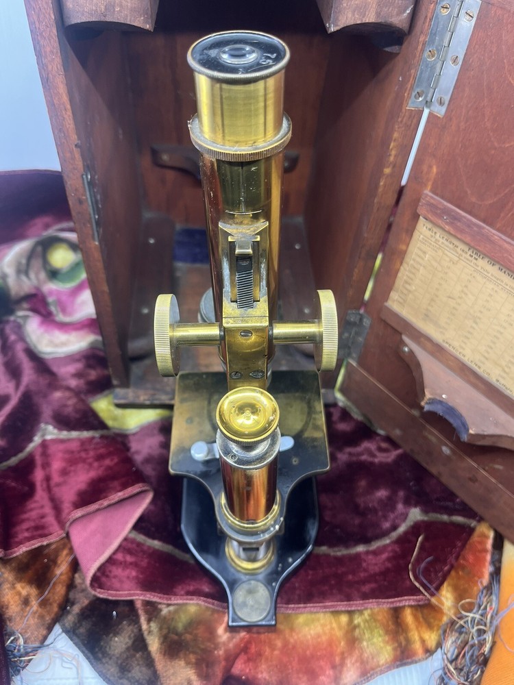 ANTIQUE BRASS BAUSCH & LOMB MICROSCOPE IN BOX