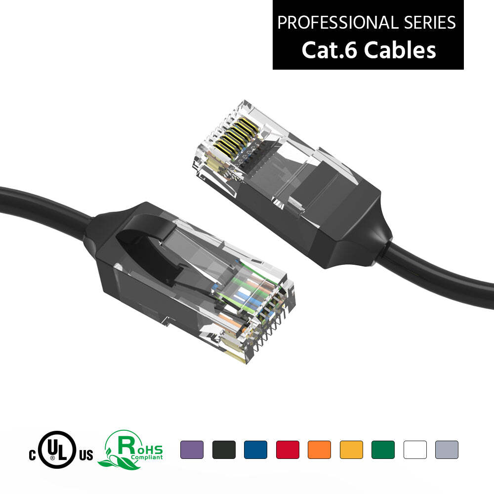 2Ft CAT6 28AWG Slim Ethernet Network Cable Black