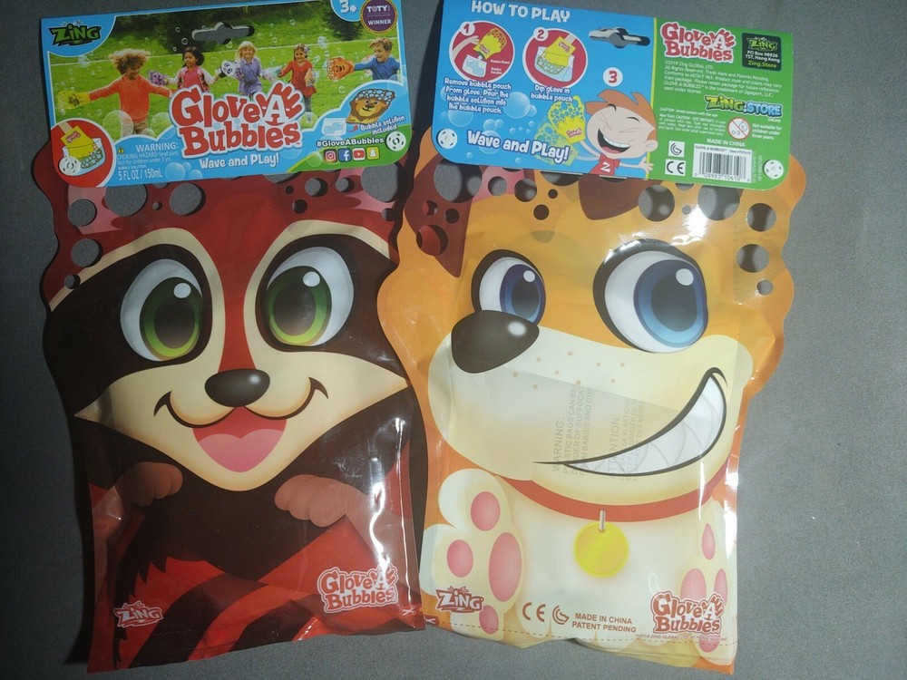 Zing Glove-A-Bubbles Wave & Play 2 Packs - Fox and Dog