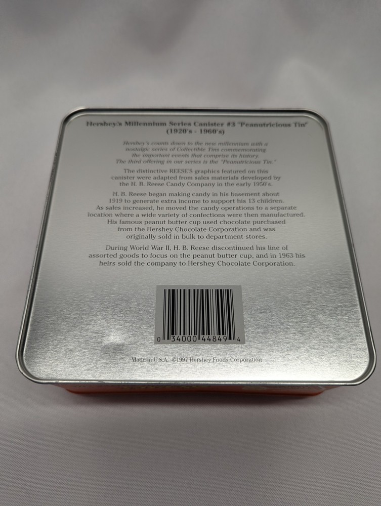 Reese's Peanut Butter Cup "Peanutritious Tin" Hershey's Millennium #3 1997 EMPTY