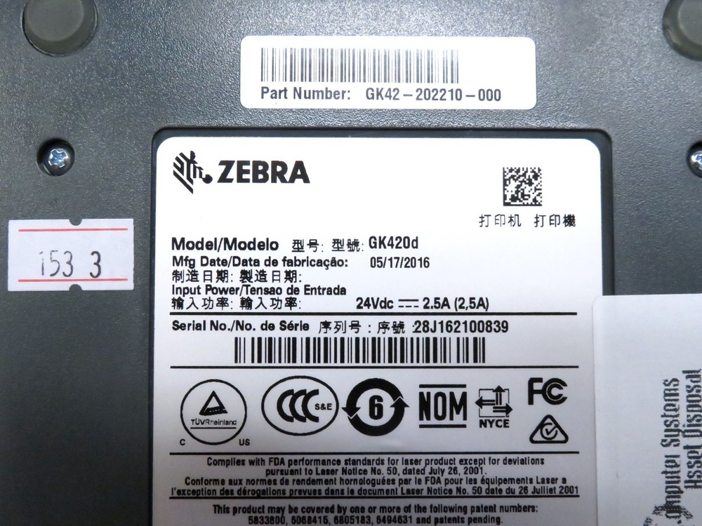 Zebra GK420d Label Printer * Tested Working * USB Ethernet