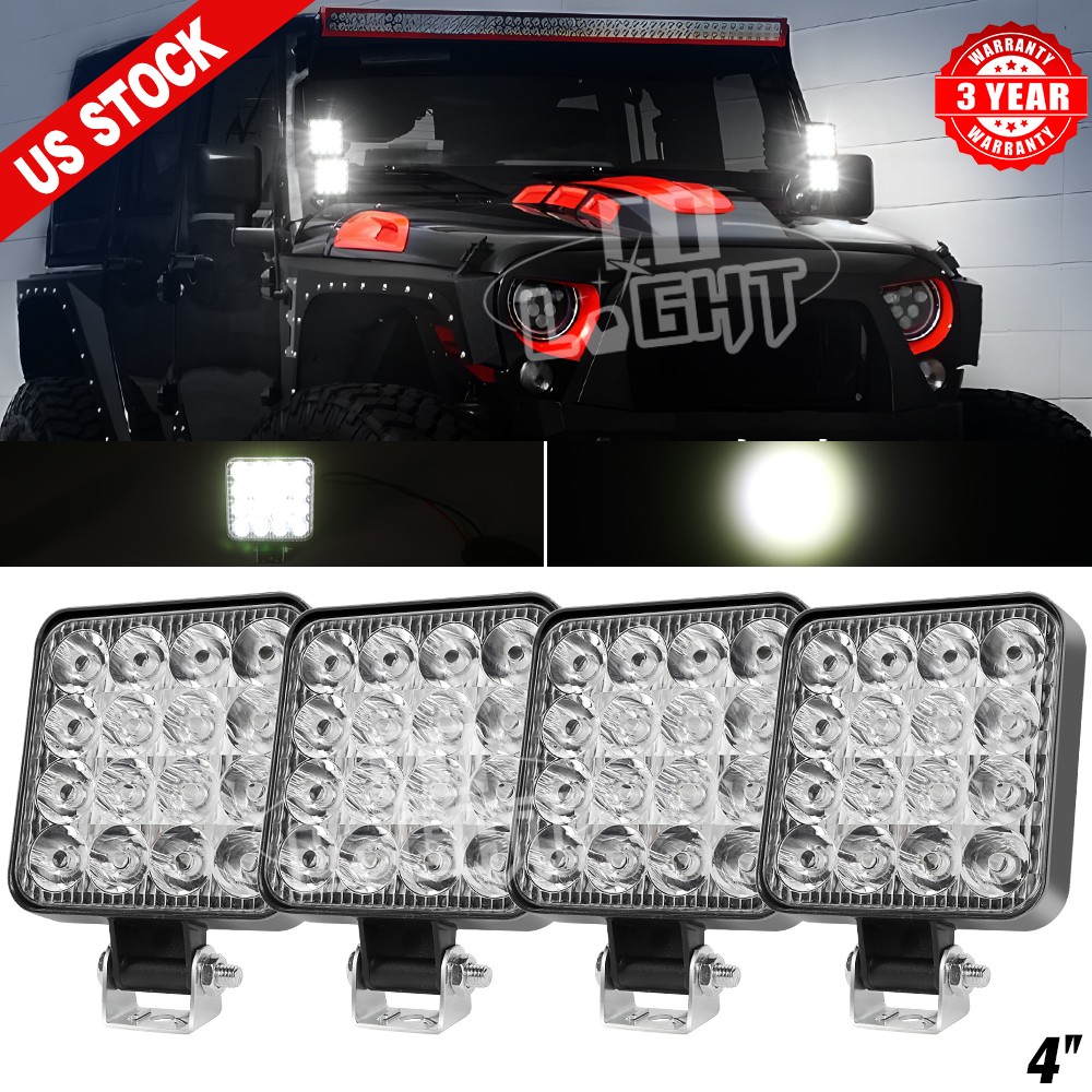 4Pack 4'' inch 80W LED Work Light Bar Spot Flood Pods Off Road Truck Fog Lights