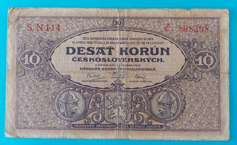 1927 Czechoslovakia 10 crowns