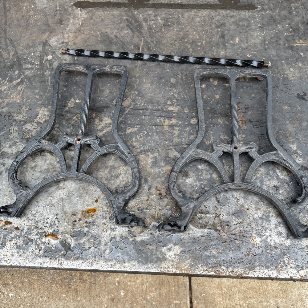 Antique Cast Iron Hardware Bench Stool Base Ends Legs