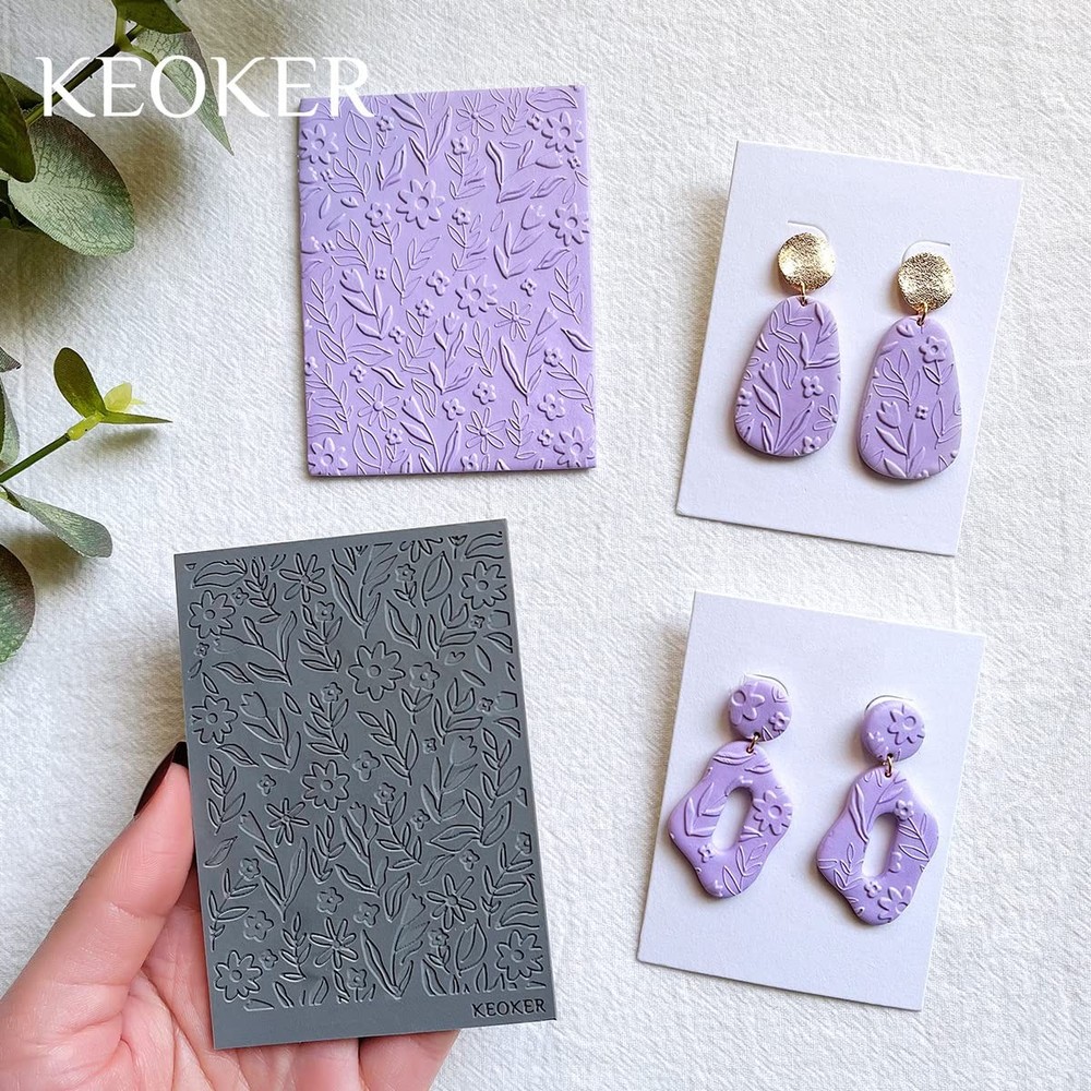 Keoker Polymer Clay Texture Sheets, Mat for Making Floral A