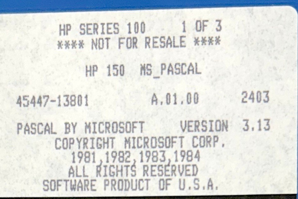 HP 150 MS-Pascal Vrs 3.13