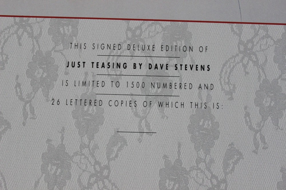 Dave Stevens "Just Teasing" blank signature page