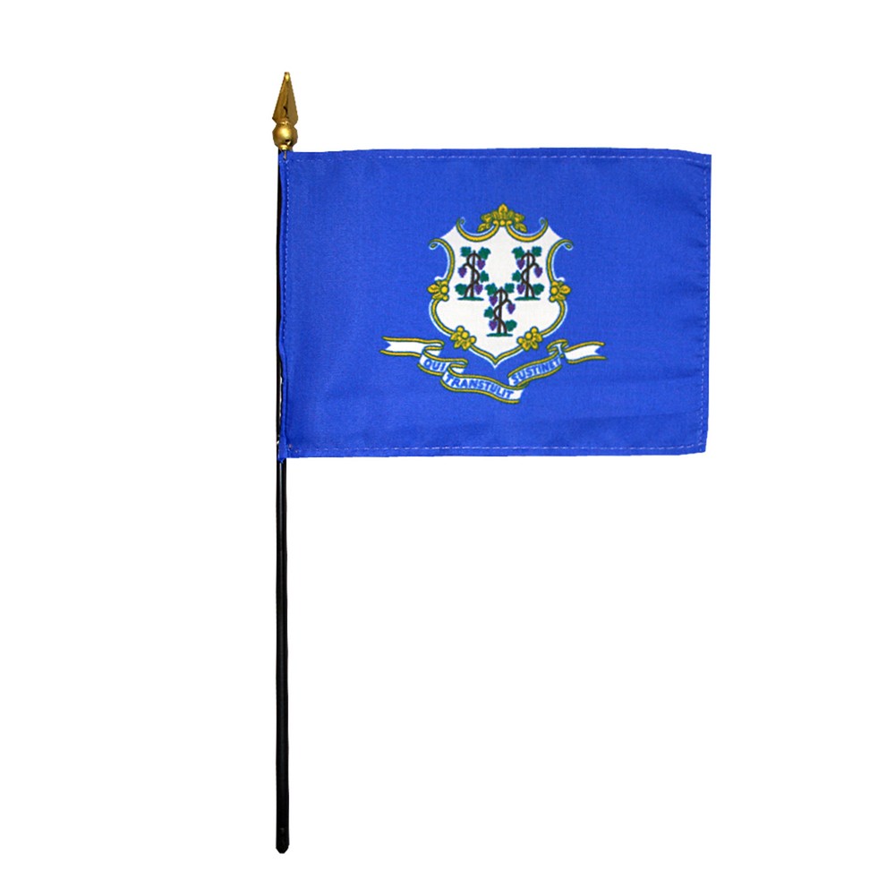 Connecticut CT State Polyester Miniature Tabletop Desk Flag 4" X 6" (12 Pack)