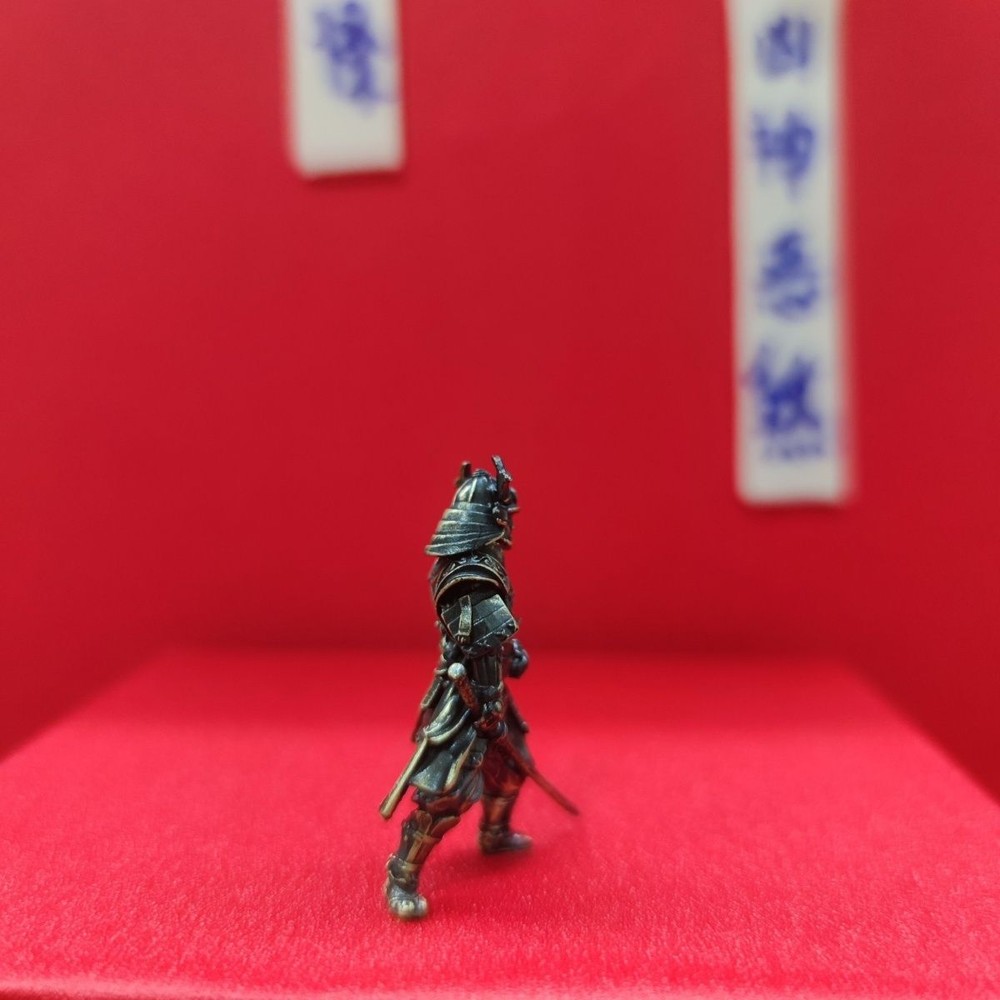 1PC Black Solid Bronze Slash Samurai Ancient Soldier Statue Piece Crafts New