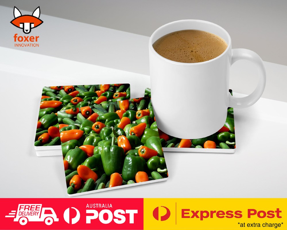 COASTER COFFEE DRINKING MAT|GREEN AND RED CAPSICUM VEGETABLE