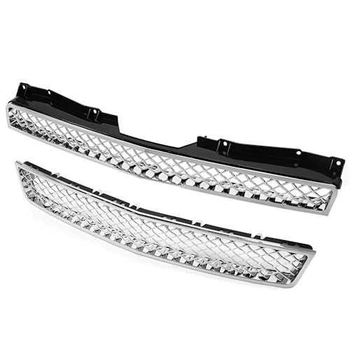 Upper & Lower Mesh Grille Compatible with 2007-2014 Chevy Avalanche, Tahoe,