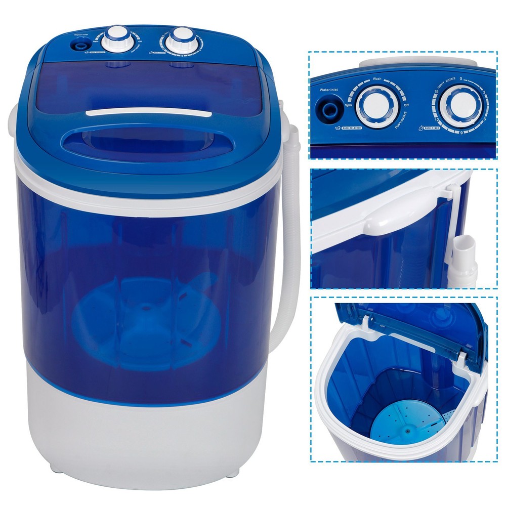 Mini Portable Washing Machine Top Load Washer W/ Double Knobs Timer Control