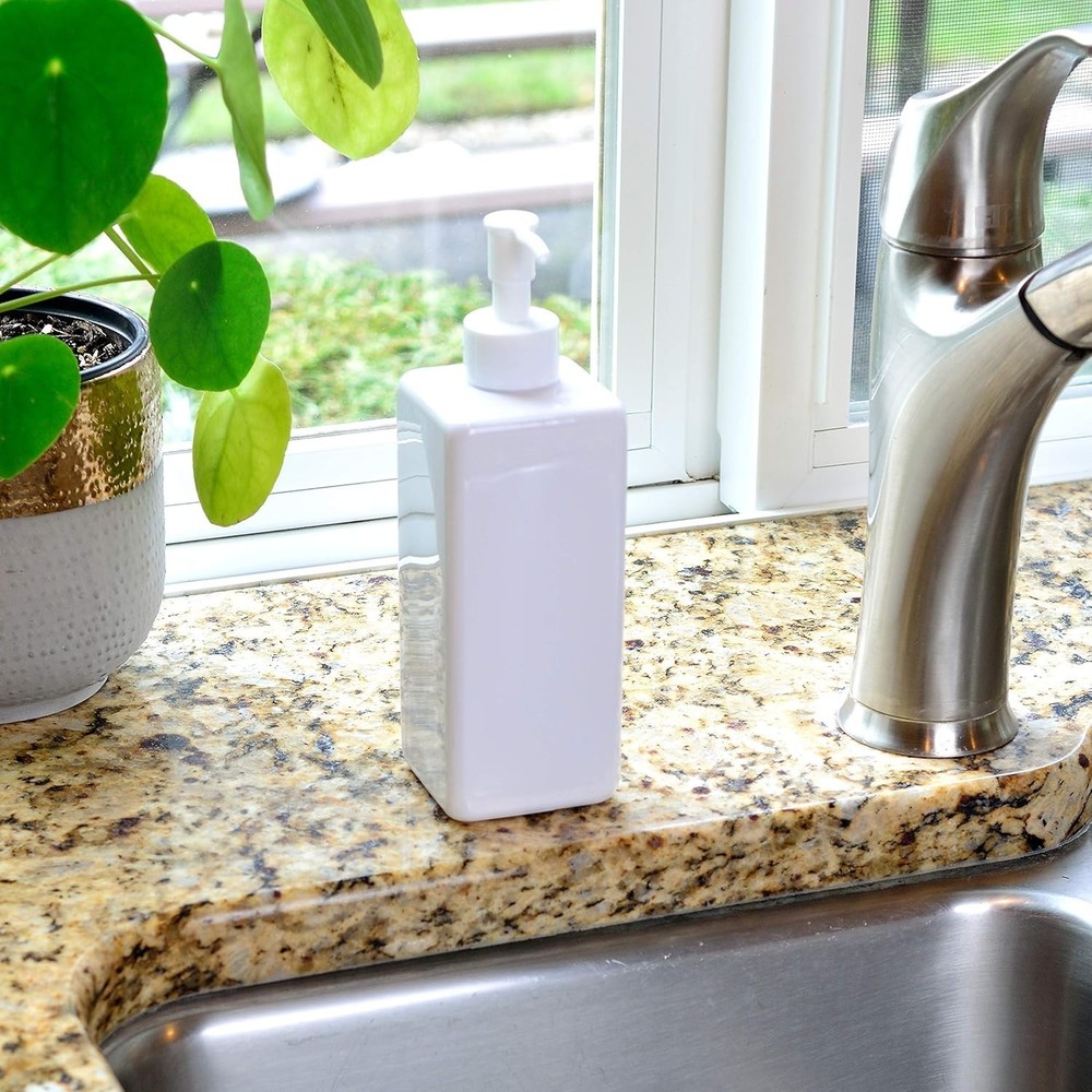 5 Pack 16 Ounce Plastic Pump Bottles, Refillable Square Plastic Pump Bottles ...