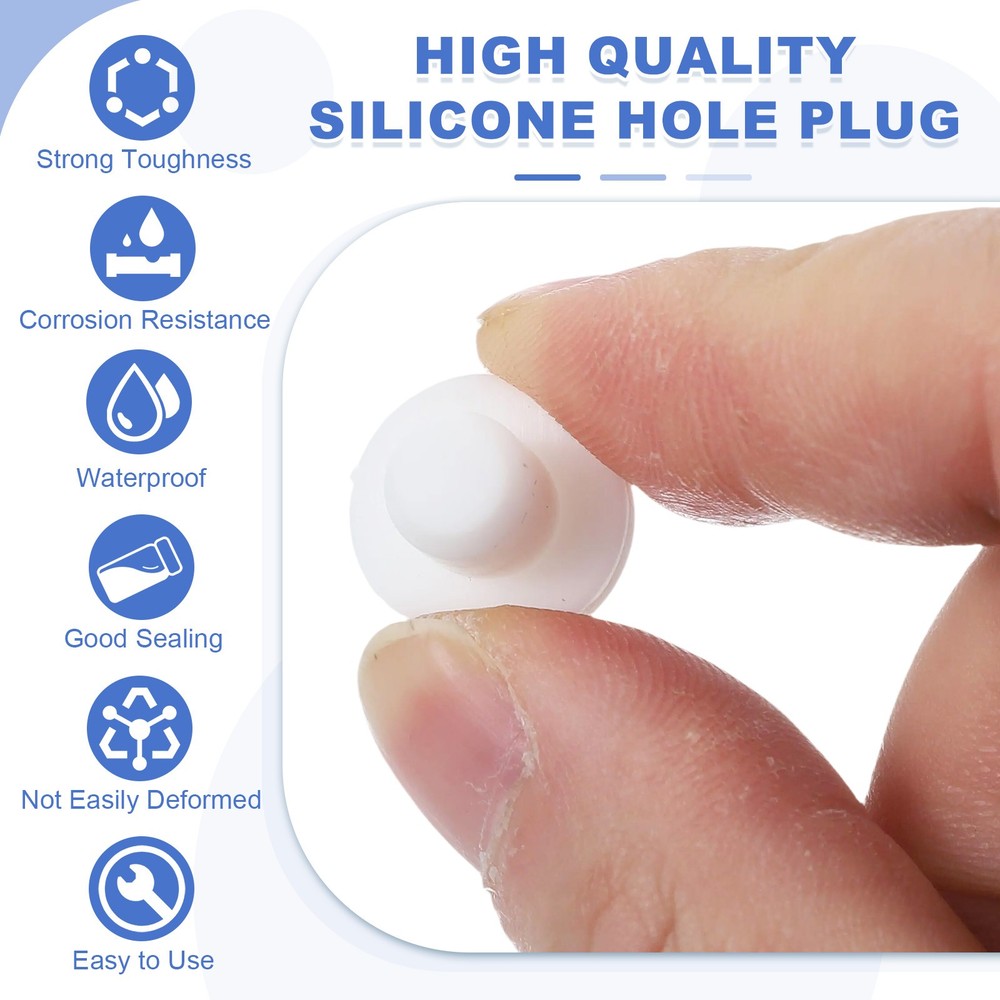 25 Pcs t Shaped Solid Silicone Stopper, Dia 8.5 Mm/0.33" Rubber Plugs, White