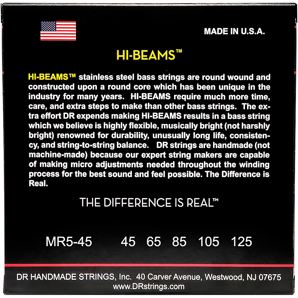 DR Strings Hi Beams Medium 5-String Bass .125 Low B String