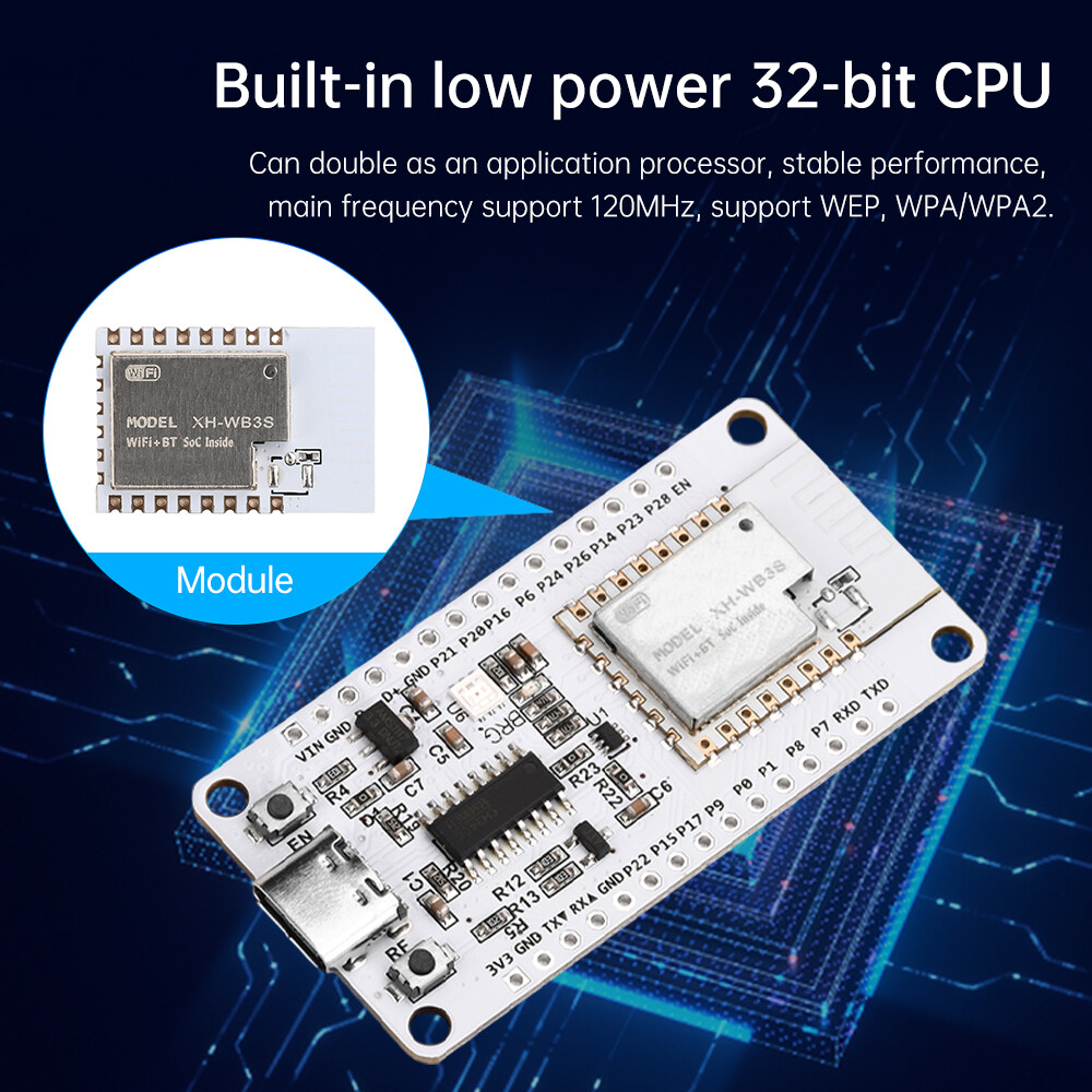 NiceMCU-WB3S WiFi Bluetooth Development Board CH340 Module Low-power 32-bit CPU