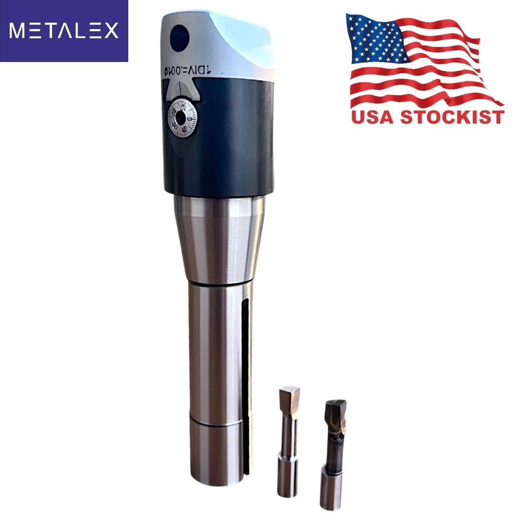 1.5" Adjustable Boring Head 1 Div. = .001 thou + R8 Shank Arbor & HSS Tool Bits