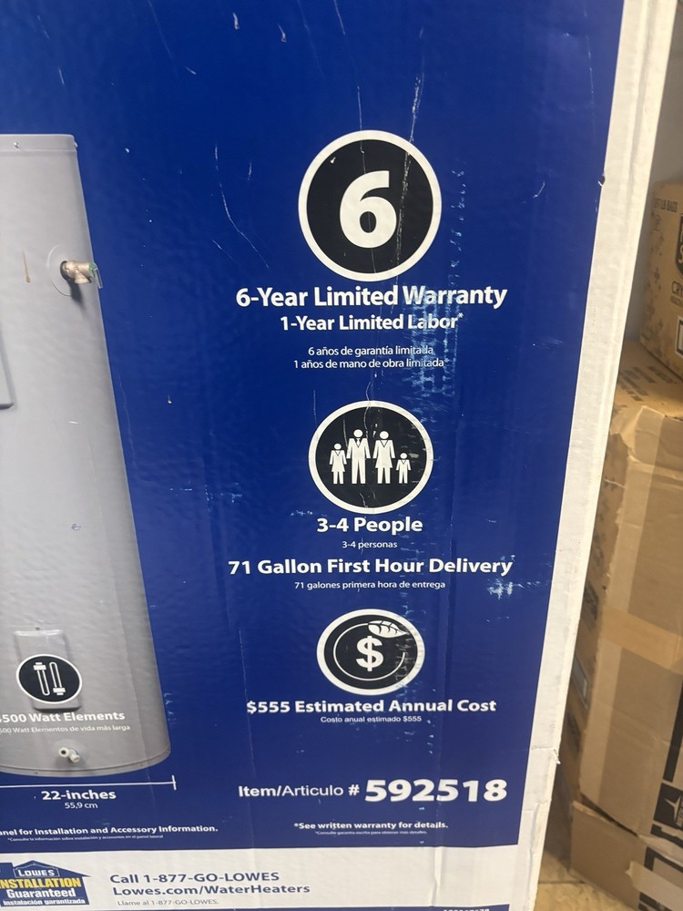 Whirlpool 50-Gallon Electric Water Heater Tall (60 1/2 inches)