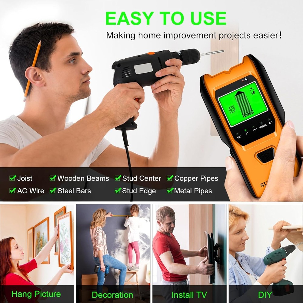 Wall Detector - Five-in-One Electronic Stud Finder with Enhanced Smart Sensor