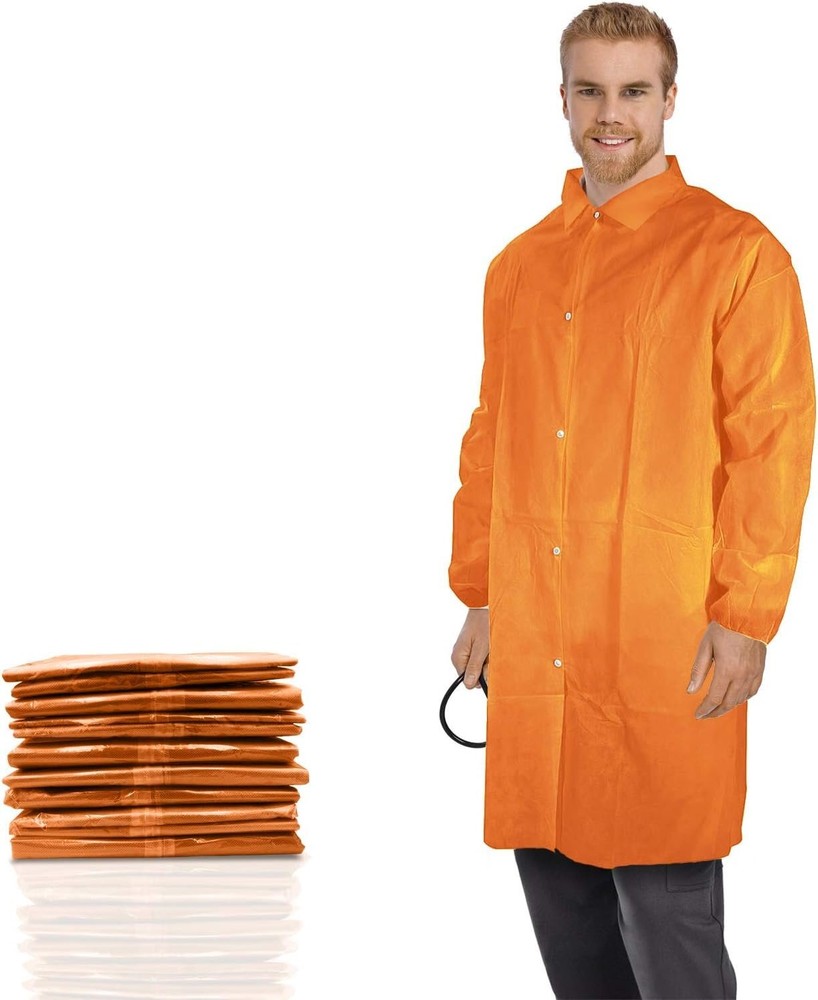 30 Orange Lab Jackets L Size Elastic Wrists 4 Snap Front Collar