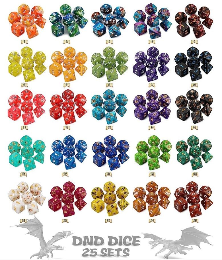 QMay Polyhedral Dice Sets Bag for Dungeons & Dragons - MTG - Table Games