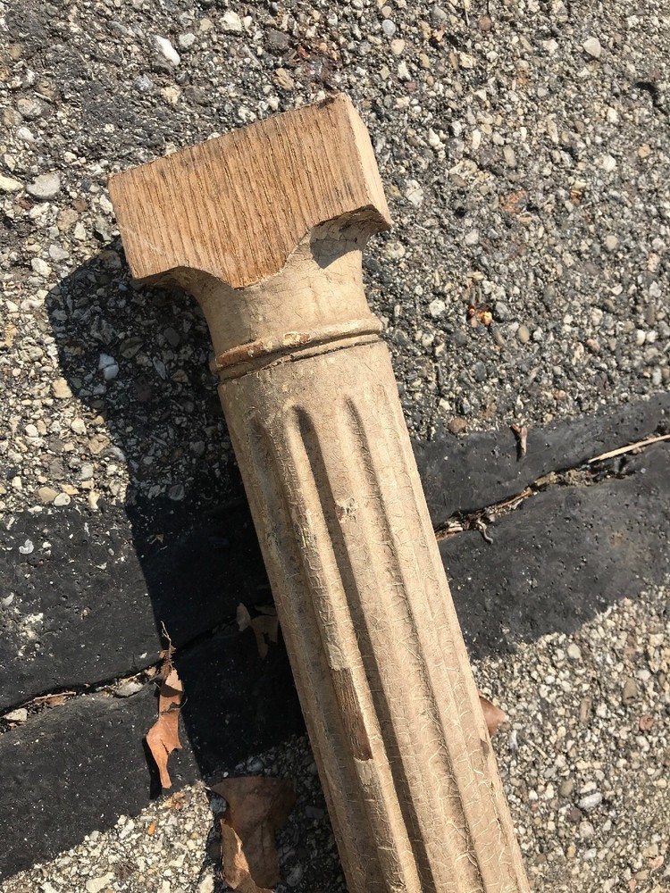 CM Antique Painted Fluted Oak Columns Solid 56.5 X 3.5