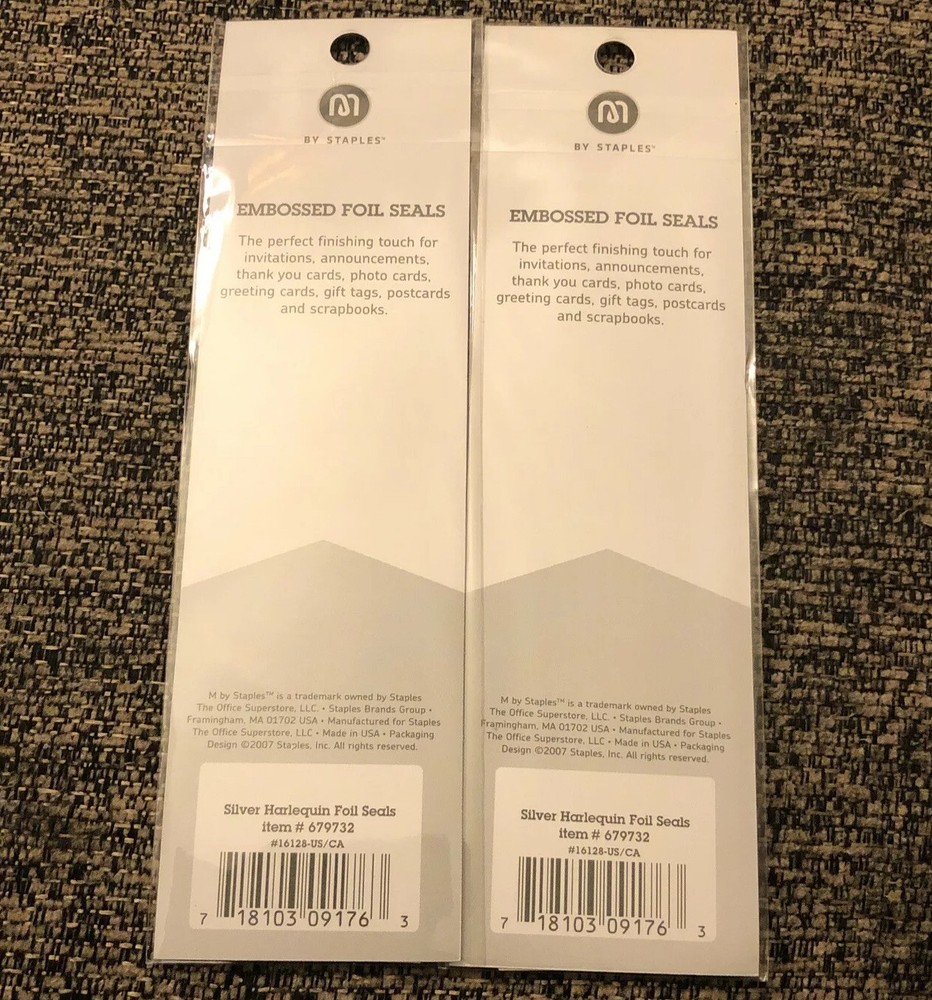M By Staples Embossed Silver Teardrop Foil Envelope Seals, 2 Packages, 40 Count