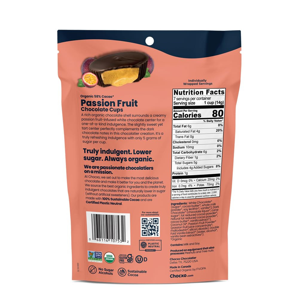 , Cups Chocolate Milk Passion Fruit, 3.45 Ounce