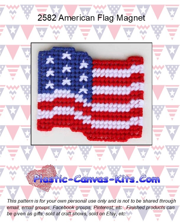 American Flag Magnet-Plastic Canvas Pattern or Kit