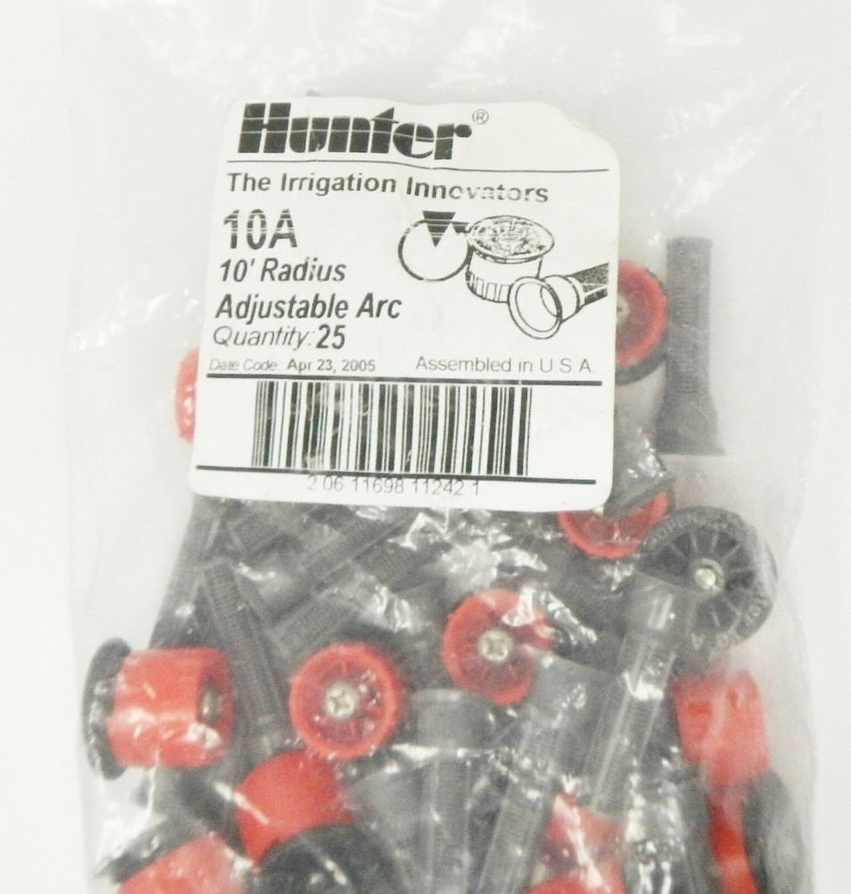 Hunter 10A Spray Nozzle 10 Foot Radius Adjustable Arc QTY 25