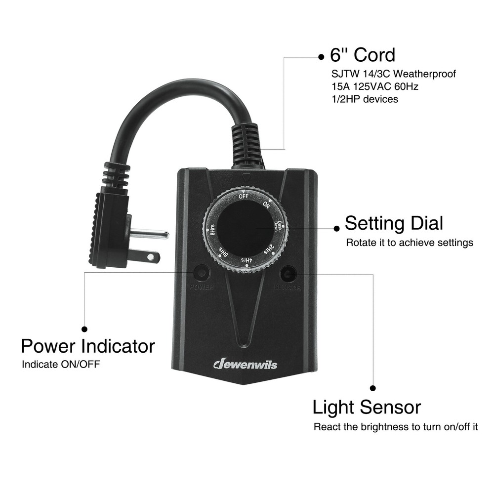 DEWENWILS Outdoor Timer Switch,Timer Outlet, Timer for Lights, Timer Switch 120V