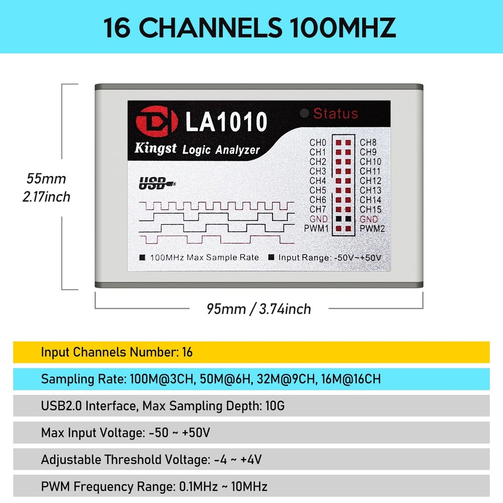 innomaker LA1010 USB Logic Analyzer 16 Input Channels 100MHz with The Englis...