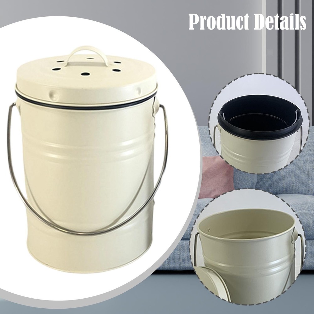 Kitchen Compost Bin Garbage Can with Carrying Handle 3L Composting Container