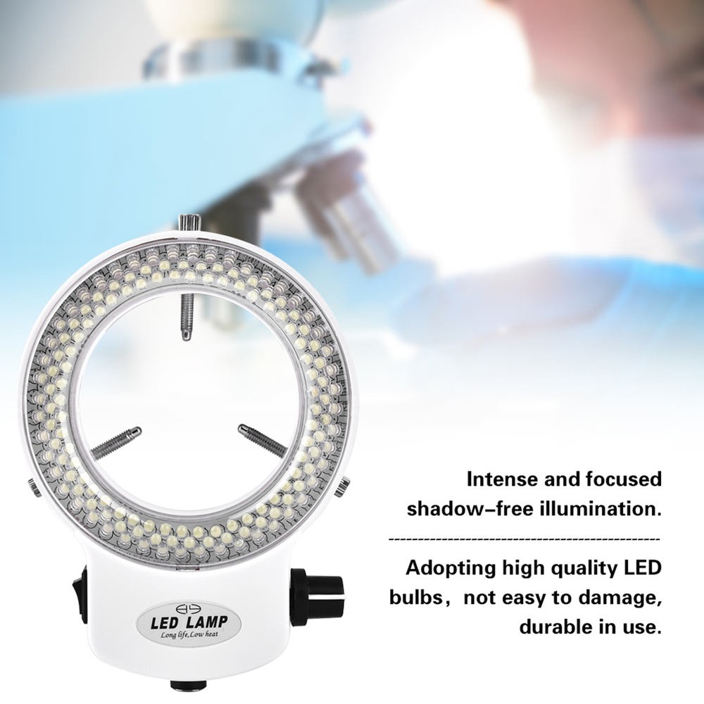 Microscope Camera 144LED Beads Light-Source Brightness Adjustable Ring Lamp EU
