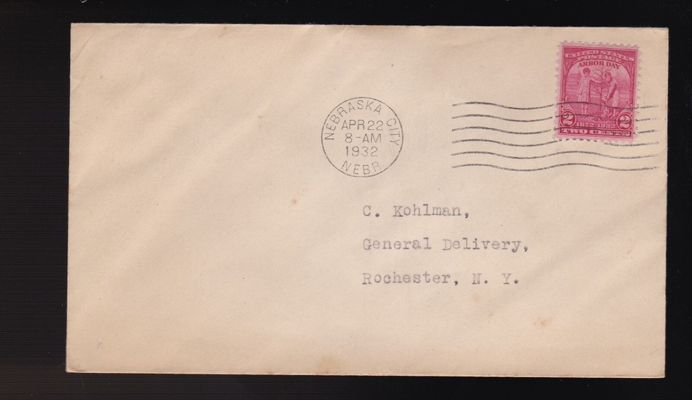 ARBOR DAY #717 US FIRST DAY COVER 1932,  NO   CACHET FDC