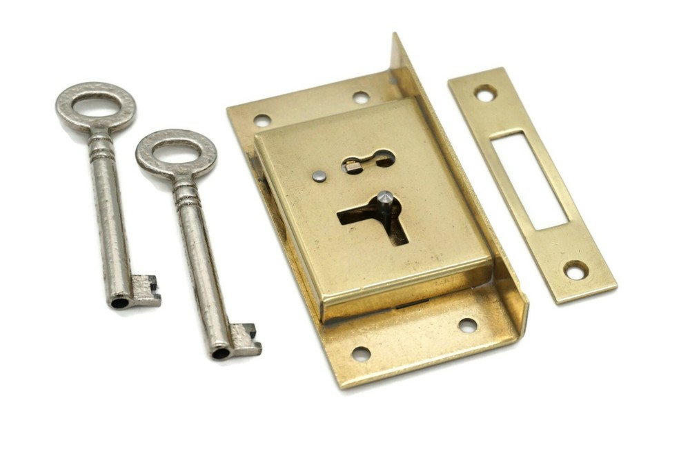 Half Mortise Lock Chest Trunk Large Box Lock Solid Brass Cabinet Lock 2 Keys