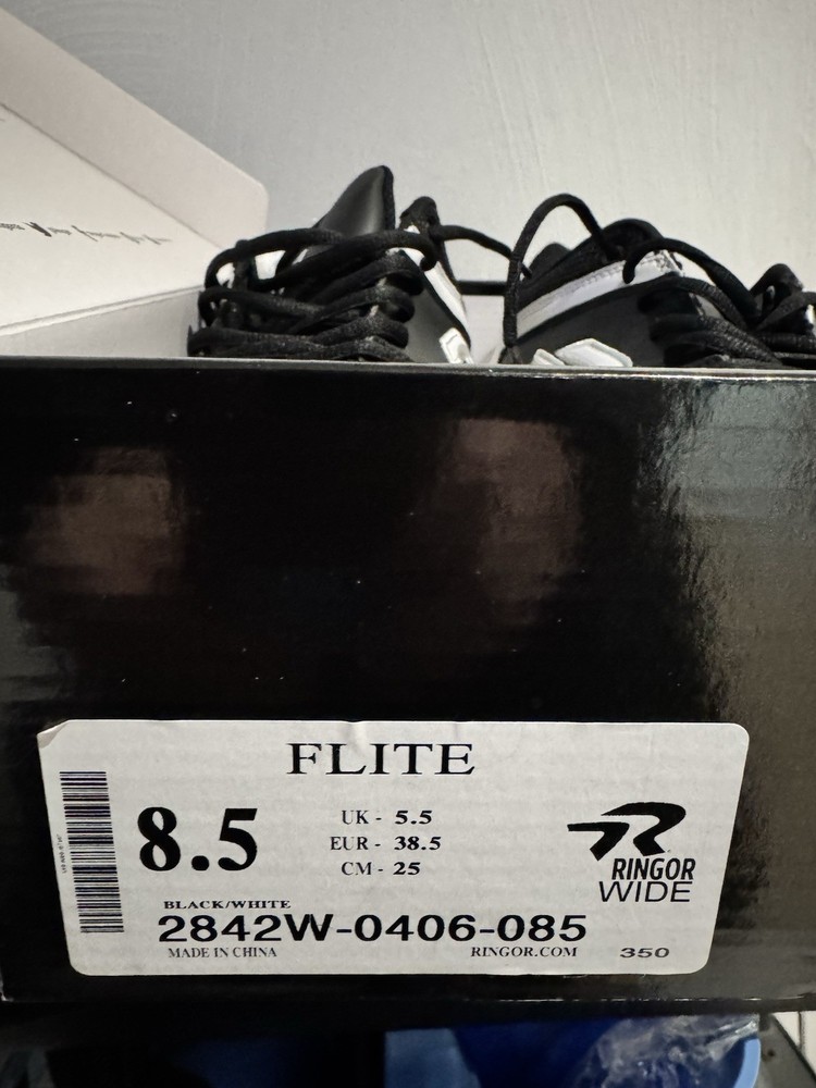 Ringor Flite Softball Cleats Black White Size 8.5