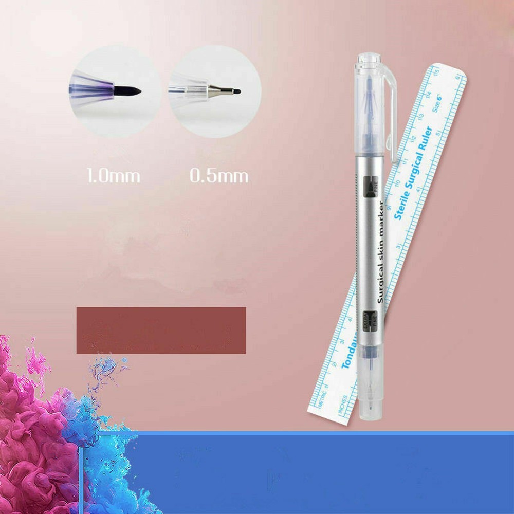 Semi Permanent Makeup Eyebrow Tattoo Marking Positioning Pen + Measuring Ruler D