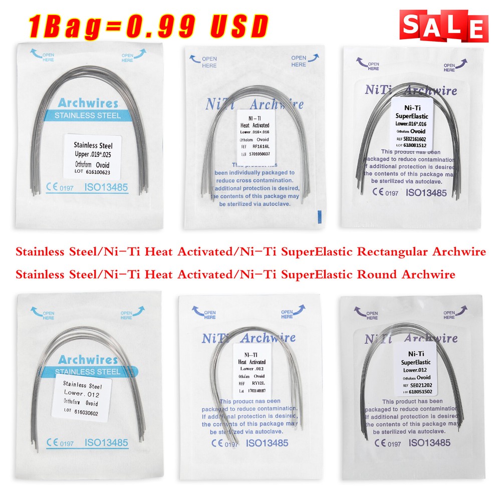Dental Arch Wire Super Elastic Niti / Stainless Steel Round / Rectangular ms