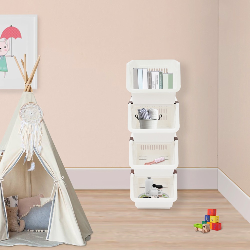 4 PCS Stacking Storage Baskets, Stackable Organizer Baskets