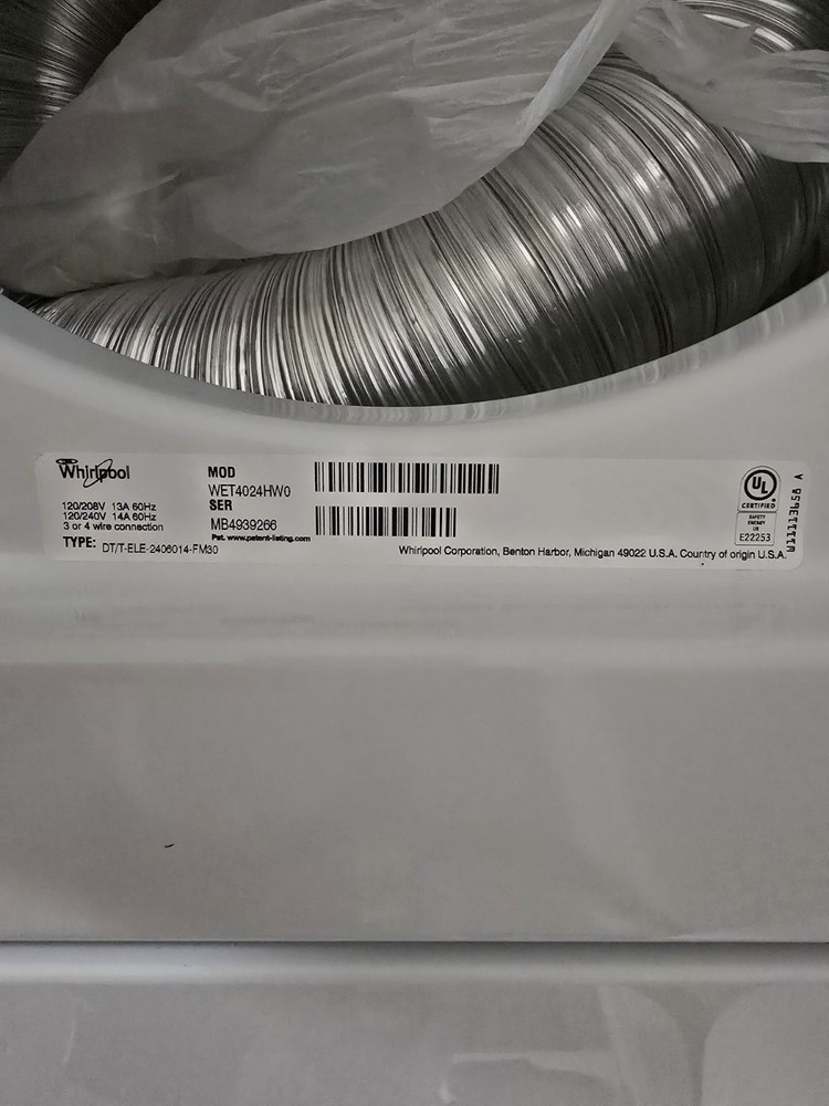 Whirlpool WET4024HW Stackable Electric Top-Loading Washer Dryer Set, White