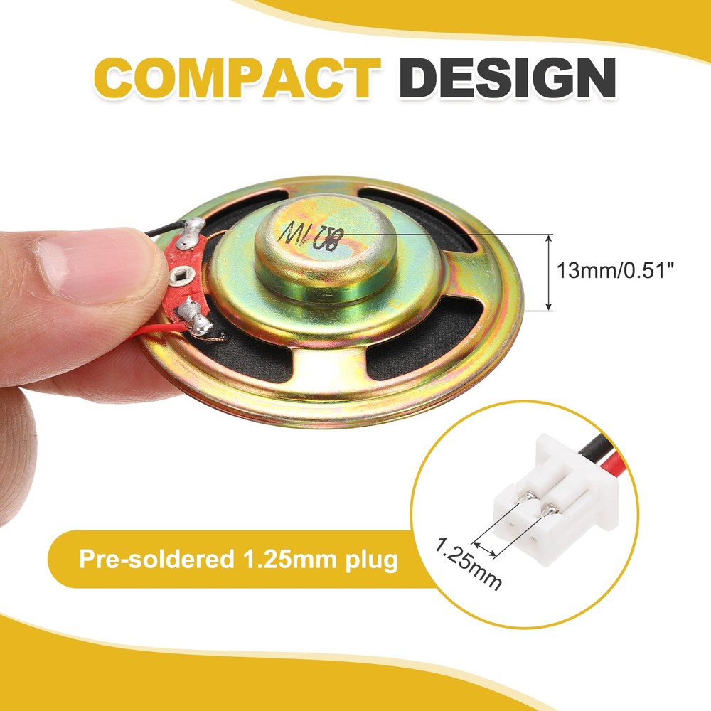 4 Pcs 8 Ohm Small Speaker, 1W 57mm OD Metal Shell Round Magnet Tiny Speaker